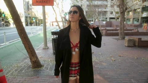 Flashing Throughout the City In a Short Skirt - Flashing Emma