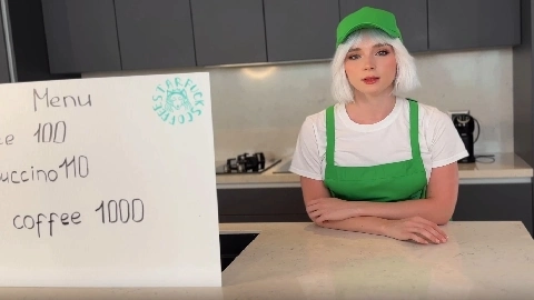 Blonde Barista in Shorts Offered to Rough Fuck Her Hot Holes - Sweetie Fox