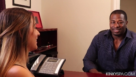 Young massage therapist works on her client's BBC - Jaye Summers