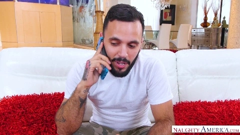 Layla London fucking in the couch with her big natural tits