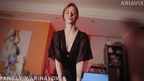 Huge Cumshot from the tits of supermodel AriaVix. ⧹ juicy blowjob ⧸ pov - Arina Fox