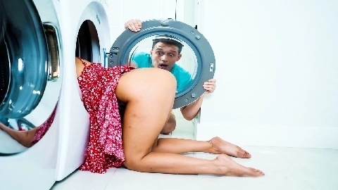 My petite stepmom is stuck in the dryer