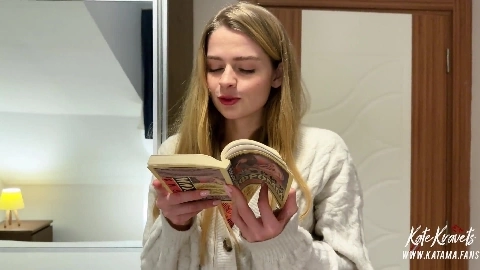 Naughty Roommate Nerd Girl in Pink Lingerie Fucked me and Licked my Cum - Kate Kravets