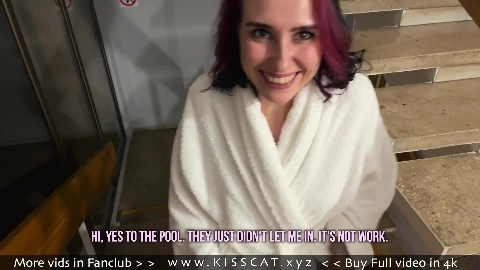 Picked up a Brunette on the Hotel Stairs and Got a Public Blowjob and Hot Sex in the Room - Kiss Cat