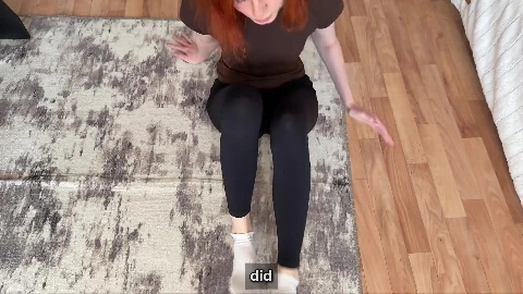 My stepsister was doing stretching and got cum on her face - Eto Priyatno