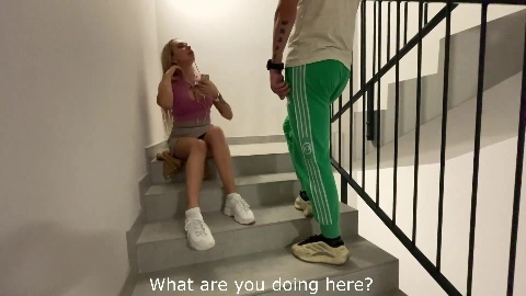 Naughty schoolgirl fucked on the staircase - Alexa Bunny