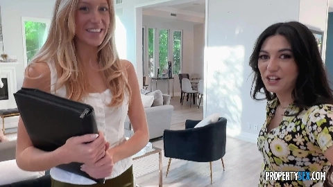 A skinny blonde and brunette have a threesome