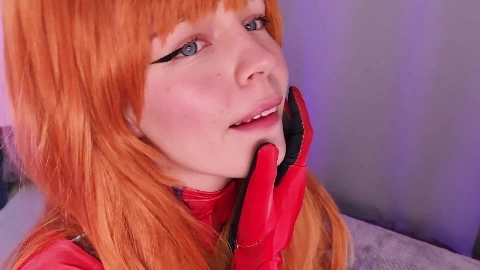 Asuka Langley sucks a fat cock - Aqua Ri