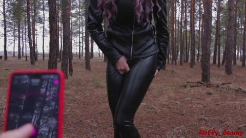 Horny Couple is hiding in the forest to have SexLush playing &amp; Сumming in her mouth - Holly Bunny