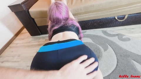 Busty Girl was interrupted in the middle of yoga and got Fucked Hardhollybunny - Holly Bunny