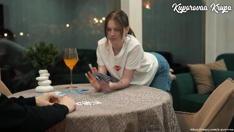 The Student Lost her wish in a Card Game and Gave a Blowjob, after which I Finished on her Face ¦ Ku - Kuporovaa Krupa