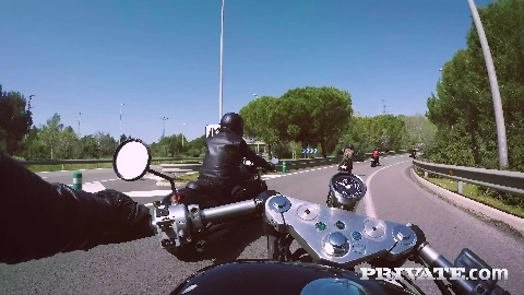 Biker chick Anna Polina enjoys threesome & DP