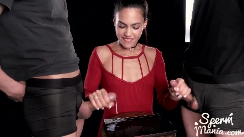Apolonia Lapiedra Uses Cum to Stroke A Bunch of Dicks