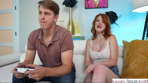 Naughty redhead has some big tits