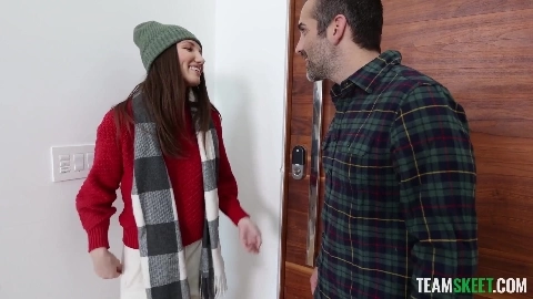 Sexy Little Brunette Teen Cutie: Christmas Cums Early