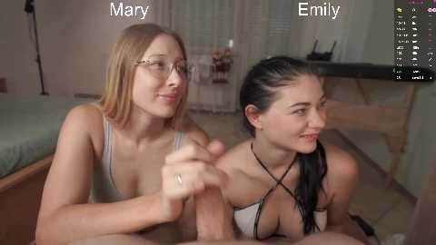 Mary & Emily's Hot Threesome Blowjob