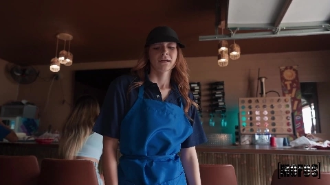 Sexy Brunette Teen Cutie: Waitress Breaks For Bf's Big Sub