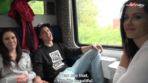 Hot Foursome Sex in Public TRAIN