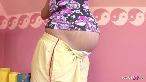 9 Month Pregnant Latina Seduce to Fuck by Fitness