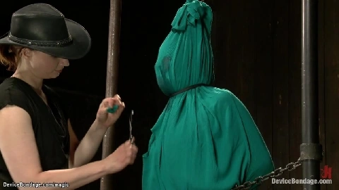 Redhead in device bondage whipped