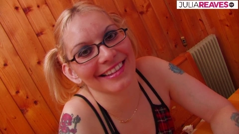 Milf swallows cum after a hard fuck in her pierced pussy - Julia Reaves