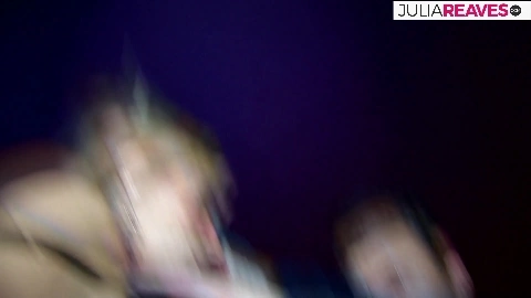 Milfs play with each others pussies then ride cock to cumshot - Julia Reaves