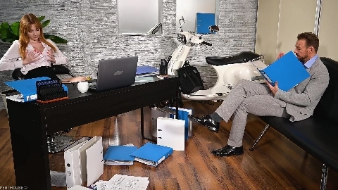 Busty Redhead MILF In Lingerie Gets Fucked In Office - Scarlett Jones