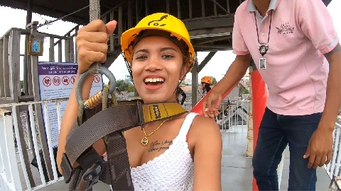 Zipline fun and hot sex at home after