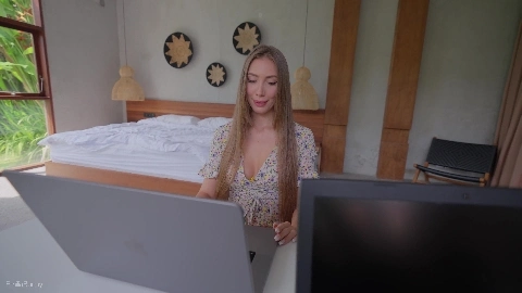 STEPSISTER practices skills before Meeting her boyfriend - Emilia Bunny