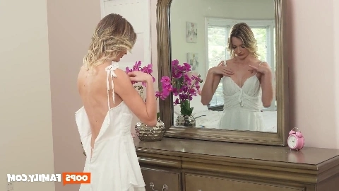 Stepson succumbs to his no-masturbation vow as the alluring stepdaughter, Kenna James, engages in vigorous sexual activity with his erection during a passionate encounter.