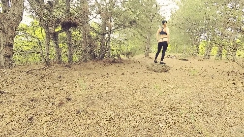 Horny suck and fuck in public forest. POV amateur outdoor sex - Jane Brown