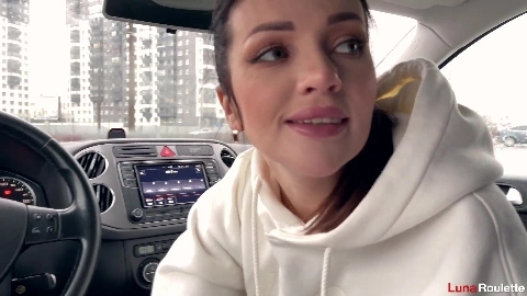 Hot Blowjob In The Parking Lot With Cum Swallowing - Luna Roulette