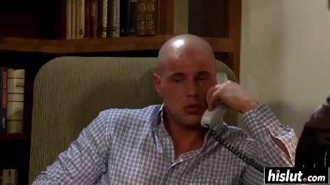 Bald dude gets to fuck a hot brunette