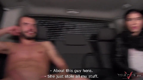 Lost brunette found helper in van who also f - Take Van