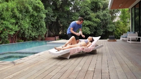 Sexy MILF Krissy Lynn Commands Her Cabana Boy to Fuck Her - Krissy Lynn