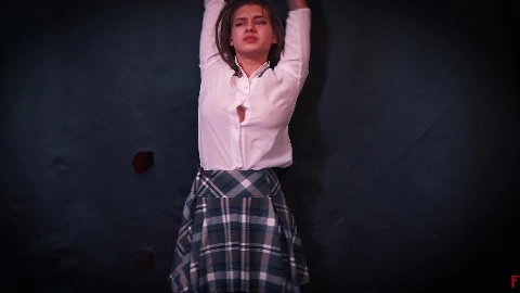 Caressing her body with oil and vibrator - Poor Agata stripped and tickled