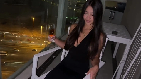 Blowjob in My Public Balcony - Anna Cherry7