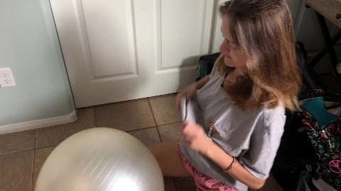 lexie fux nude stretching over yogaball