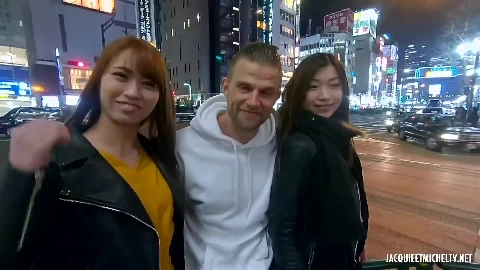 two japanese babes share a big cock