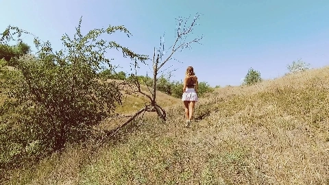 POV amateur outdoor. Cute teen sucks and fucks in ravine - Jane Brown
