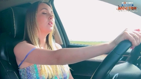 Hot mom (stepmom) fucks in the car with her son's classmate - Sasha Paradise