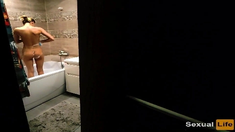 Spying on my stepsister in the shower and cum on her face after a hot blowjob - Diana Rider