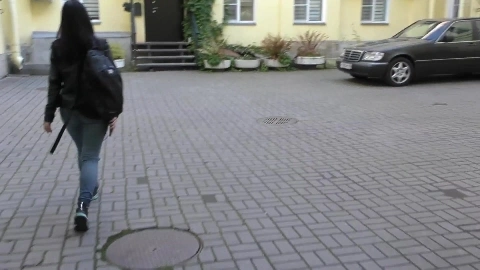 My pervert classmate in a BDSM Bunny mask sat on my big carrot, after college ! 18 y.o. - Nick Whitehard