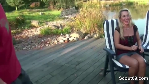 German Mom and Step Daughter Fuck Boyfriend Outdoor